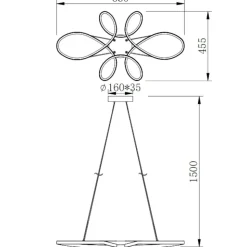 Lampadario fiocco bianco led 32w 4000k dimmerabile per camera da letto