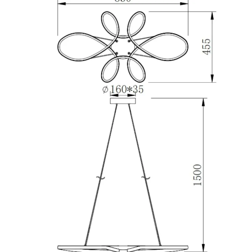 Lampadario fiocco bianco led 32w 4000k dimmerabile per camera da letto