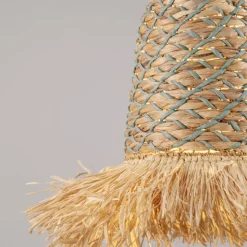 Lampadario in rattan giacinto d'acqua rafia corda verde salvia per camera da letto