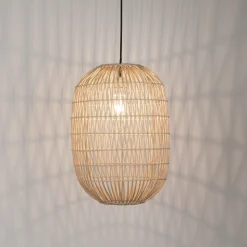 Lampadario in rattan naturale 30 cm per camera da letto etnica