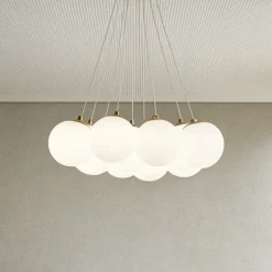 Lampadario 9 luci oro per soggiorno moderno vivida pearl