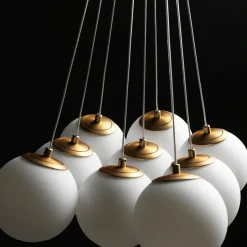 Lampadario 9 luci oro per soggiorno moderno vivida pearl