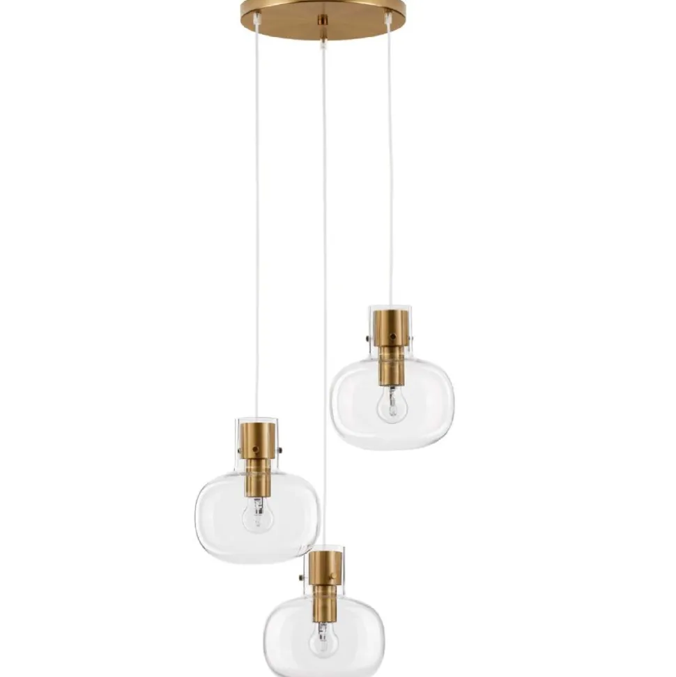 Lampadario 3 luci per camera da letto vetro dettagli oro