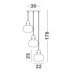 Lampadario 3 luci per camera da letto vetro dettagli oro