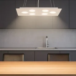 Lampadario moderno affralux flet rettangolare bianco luci sopra sotto