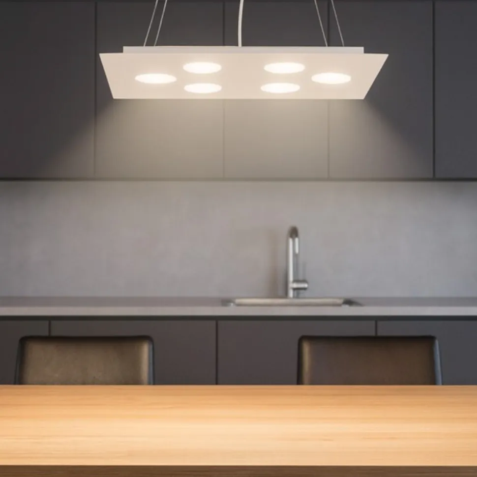 Lampadario moderno affralux flet rettangolare bianco luci sopra sotto