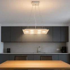 Lampadario moderno affralux flet rettangolare bianco luci sopra sotto