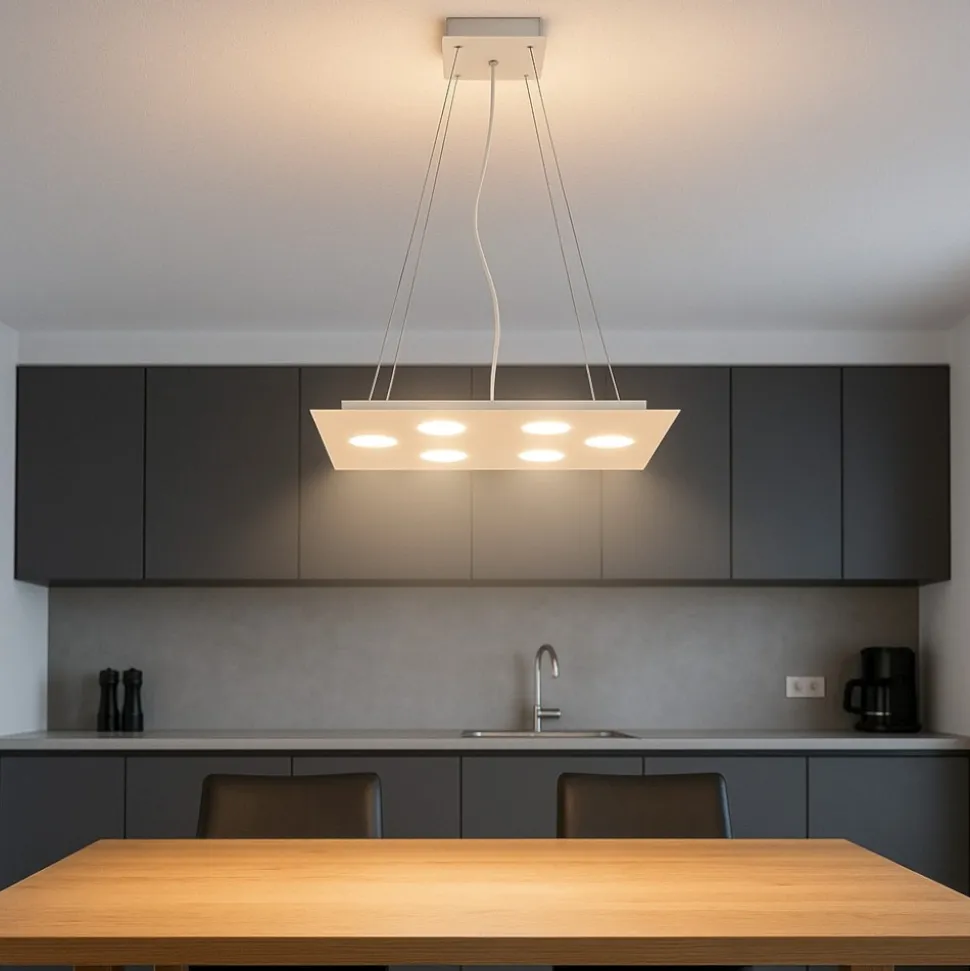 Lampadario moderno affralux flet rettangolare bianco luci sopra sotto