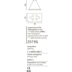 Lampadario moderno affralux flet rettangolare bianco luci sopra sotto