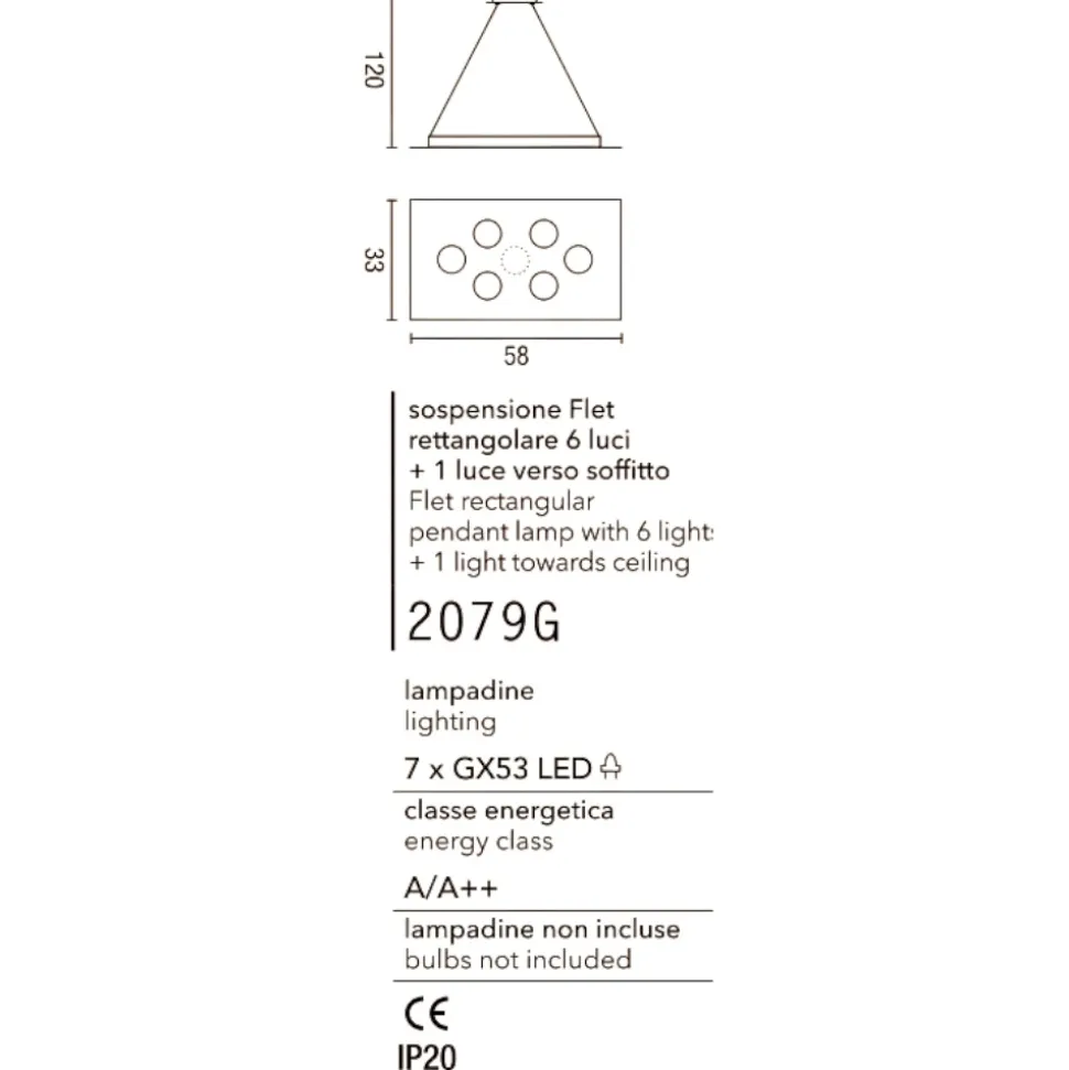 Lampadario moderno affralux flet rettangolare bianco luci sopra sotto