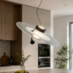 Lampadario moderno disco led cct nickel stilnovo bascula