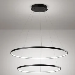 Lampadario moderno led 58w 3200k cerchi nero affralux aluring