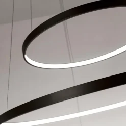 Lampadario moderno led 58w 3200k cerchi nero affralux aluring