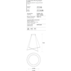 Lampadario moderno led 58w 3200k cerchi nero affralux aluring