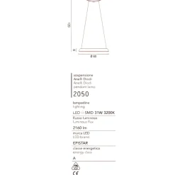 Lampadario moderno led 35w 3200k diodi sabbia affralux