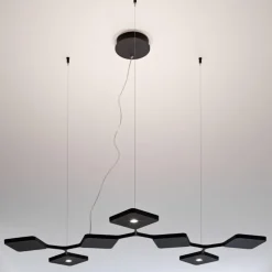 Lampadario moderno nero led 42w 3000k per salotto quad stilnovo