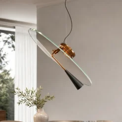 Lampadario moderno per tavolo da pranzo stilnovo bascula led 3000k bronzo