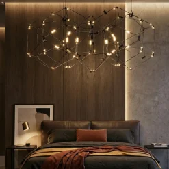 Lampadario nero per camera da letto design costellazione