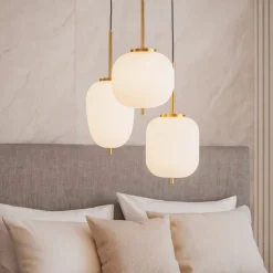Lampadario oro 3 luci a grappolo per camera da letto
