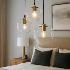 Lampadario oro nero vetri a cascata per camera da letto