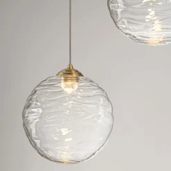 Lampadario oro sfere di vetro ondulato trasparente per camera da letto