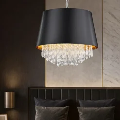Lampadario paralume nero oro per camera da letto