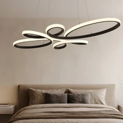 Lampadario particolare per camera da letto led 32w 3000k nero dimmerabile