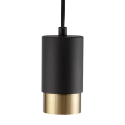 Lampadario pendente per comodino camera da letto cilindro nero oro