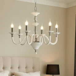 Lampadario per camera da letto classica lp gala ondaluce sei luci bianco