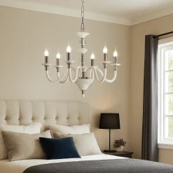 Lampadario per camera da letto classica lp gala ondaluce sei luci bianco