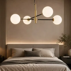 Lampadario per camera da letto design oro nero