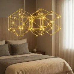 Lampadario per camera da letto led 29w 3000k costellazione oro