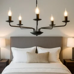 Lampadario per camera da letto contemporanea nero 5 bracci e14