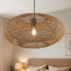 Lampadario per camera da letto in fibre naturali