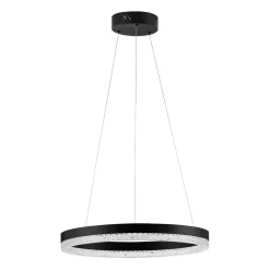 Lampadario per camera da letto anello nero cristalli led 3000k dimmerabile