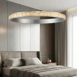 Lampadario per camera da letto 80cm argento con cristalli led 3000k