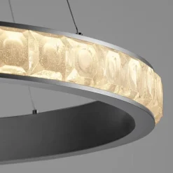 Lampadario per camera da letto 80cm argento con cristalli led 3000k