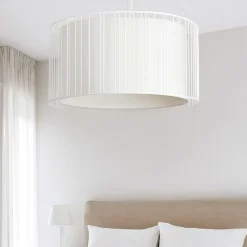 Lampadario per camera da letto griglia di metallo paralume bianco