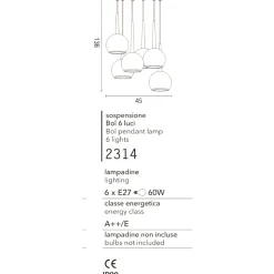 Lampadario per soggiorno moderno affralux bol