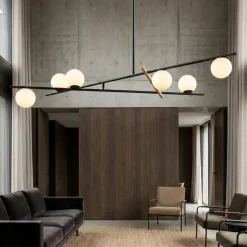 Lampadario soggiorno moderno nero oro sfere vetro miloox kika