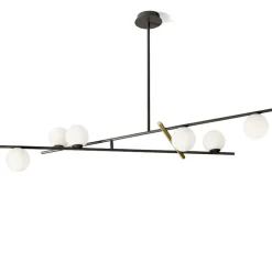 Lampadario soggiorno moderno nero oro sfere vetro miloox kika