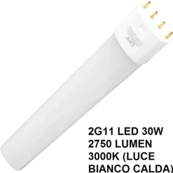 Lampada tubo led 2g11 30w 2650lm 3000k luce bianco calda