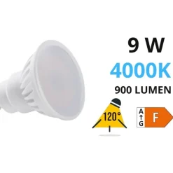 Lampadina di ceramica gu10 9w led 4000k 900lm ottica 120 kanlux