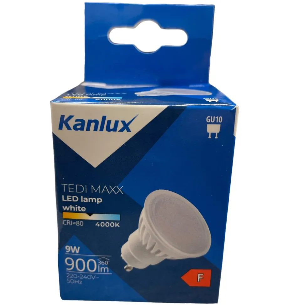 Lampadina di ceramica gu10 9w led 4000k 900lm ottica 120 kanlux