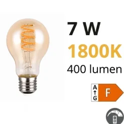 Lampadina e27 filamento ambrata led 7w 1800k 400 lumen dimmerabile