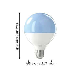 Lampadina e27 led globo 13w rgb dimmerabile da 2700k a 6500k 1300lm bluetooth eglo