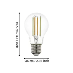 Lampadina e27 led 6w dimmerabile 2700k a 6500k bluetooth goccia trasparente eglo