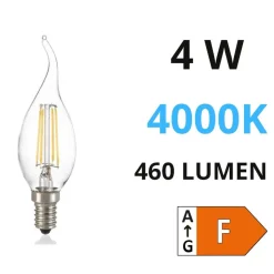 Lampadina e14 led 4w 4000k 460lm colpo di vento trasparente ideal lux