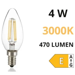 Lampadina e14 led 4w 3000k 470lm oliva trasparente filamento ideal lux