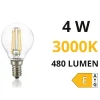 Lampadina e14 led 4w 3000k 480lm sfera vetro trasparente ideal lux